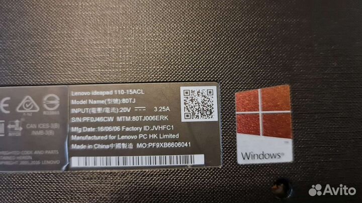 Ноутбук Lenovo Ideapad 110-15ACL на запчасти