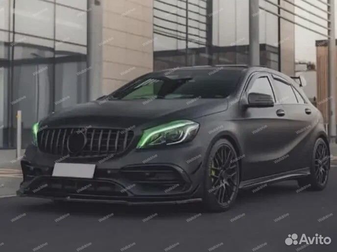 Губа передняя Mercedes W176 AMG черный глянец