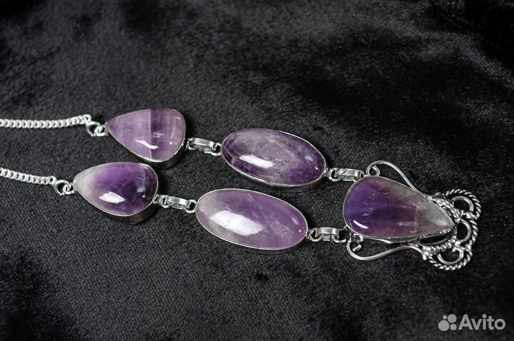 Колье с натуральным аметистом