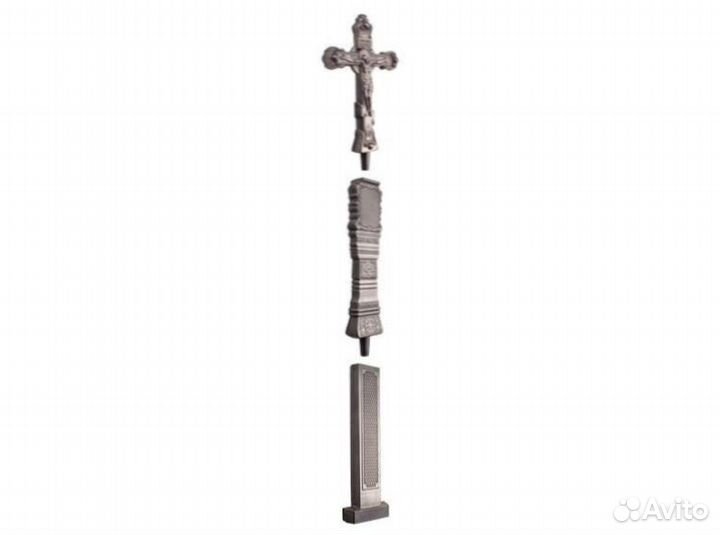 Крест надгробный каменный с цветником