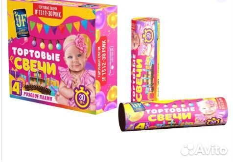 TS12-30 Тортовая свеча pink 4 шт/уп 12 см