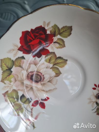 Чайная пара Костяной фарфор Англия Винтаж