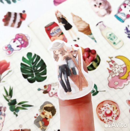 Милые романтичные наклейки с котиками