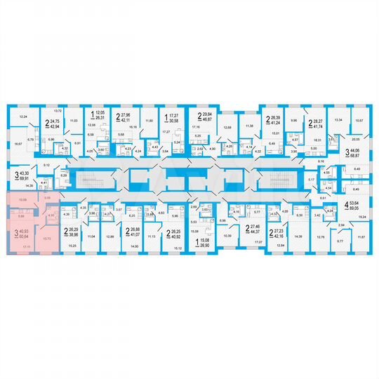 2-к. квартира, 60,6 м², 3/27 эт.