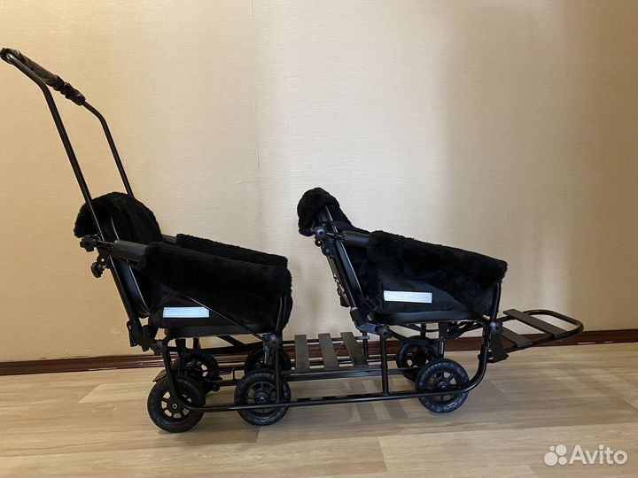 Санки для двойни, погодок на колёсах