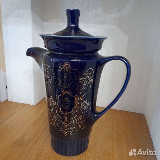 Чайно-кофейный сет - кобальт с золотом