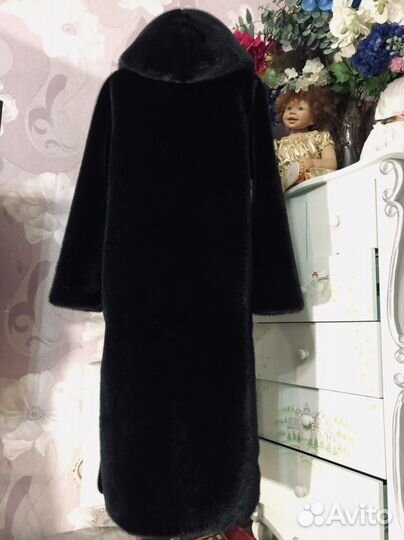 Шуба норковая черная (экомех) Vip