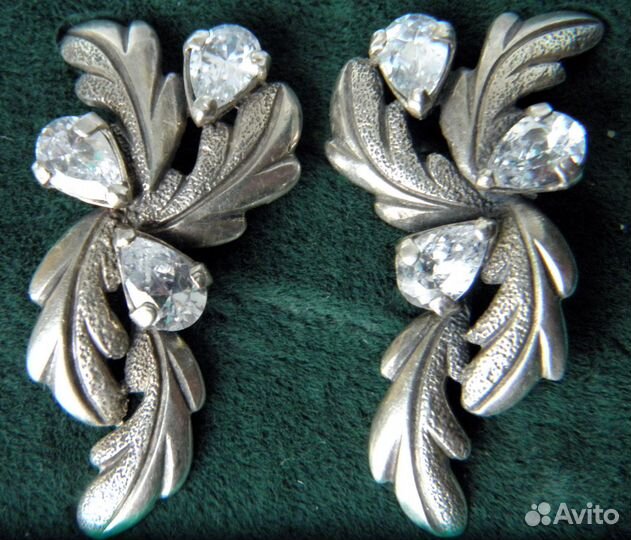 Серьги серебро 925 проба фианиты