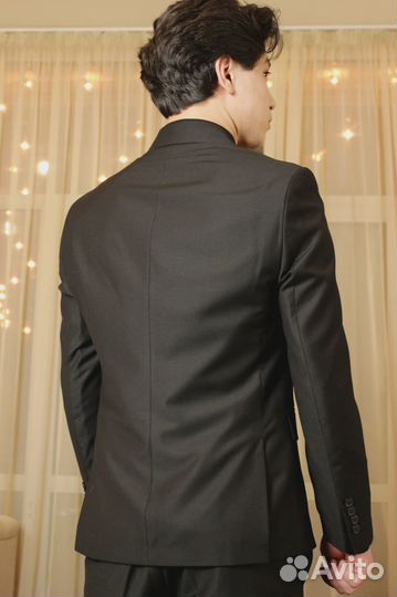 Мужскои классическии костюм двубортныи черный Premium