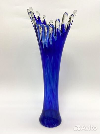 Ваза для цветов Всплеск кобальтовое стекло