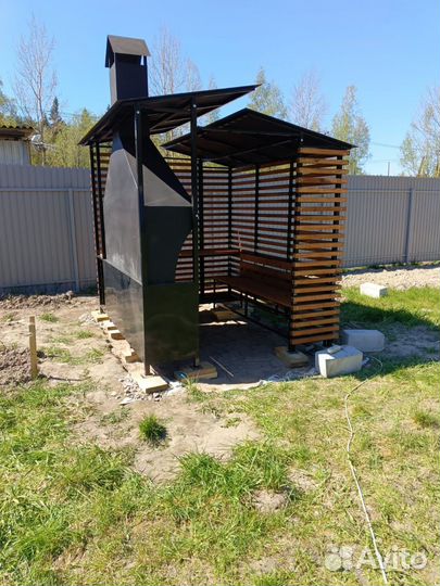 Мангальная зона в стиле лофт