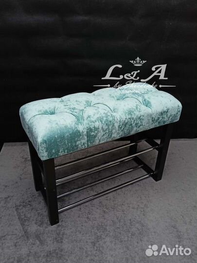 Банкетка - обувница в каретной стяжке, для обуви