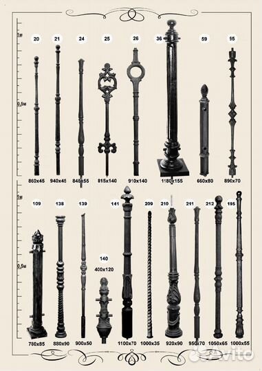Балясины чугунные, каслинское литье
