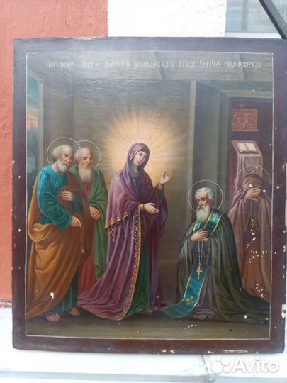 Старинная икона Сергий Радонежский явление Б. М