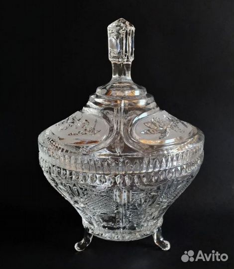 Хрустальная конфетница с крышкой СССР