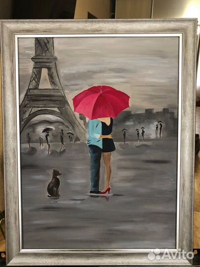 Картина маслом на холсте. Двое в Париже. 30*40. Ка