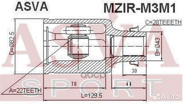 ШРУС внутренний правый asva mzir-M3M1 22х43х28