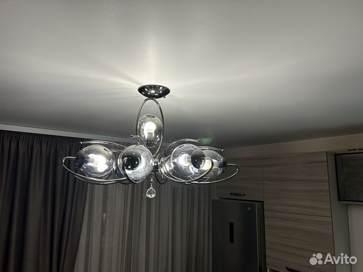 Люстра потолочная, 9 ламп (черное зеркало)