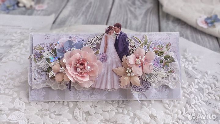 Свадебный конверт для денег ручной работы