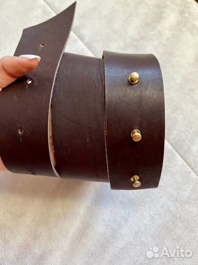 Ремень натуральная кожа (S-M) с латунными кнопками