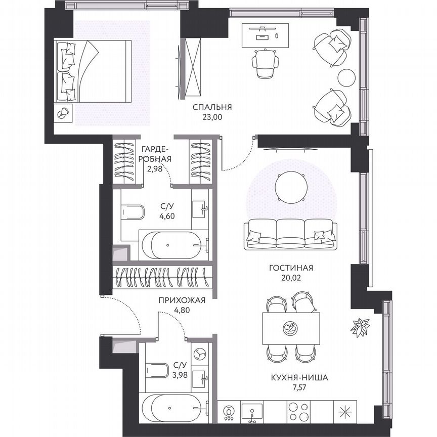 1-к. квартира, 67,6 м², 13/41 эт.