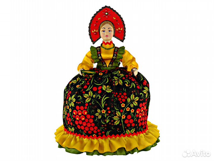 Хохлома в подарок кукла грелка на чайник handmade