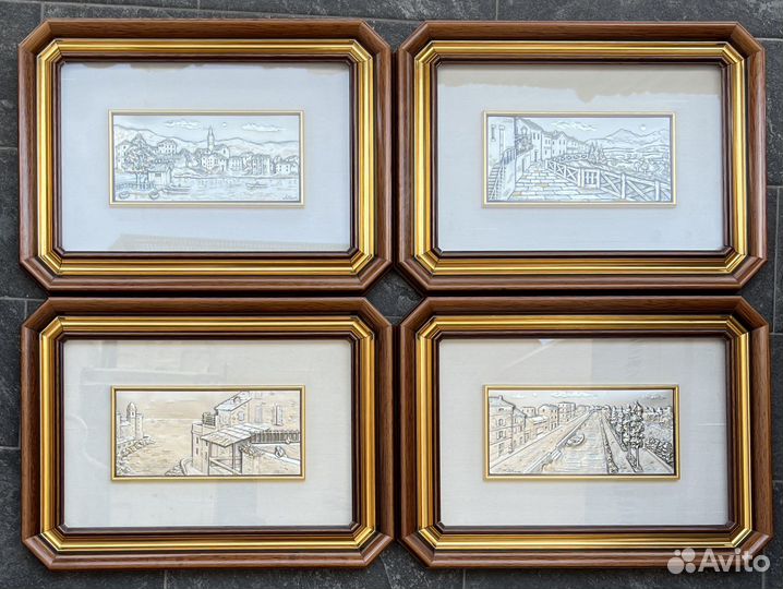 Панно, барельеф на серебре, Италия