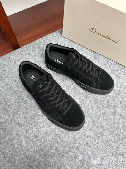 Кеды мужские Santoni замшевые total black premium