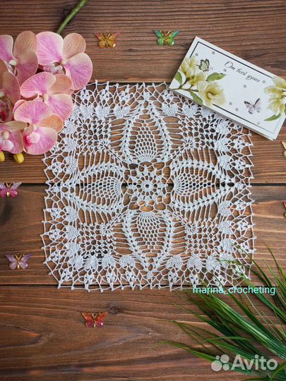 Квадратная салфетка вязаная крючком