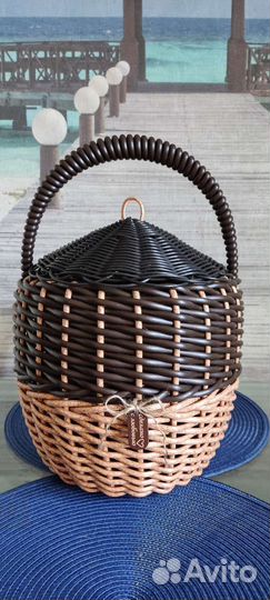 Корзина- кашпо из искусственного ротанга