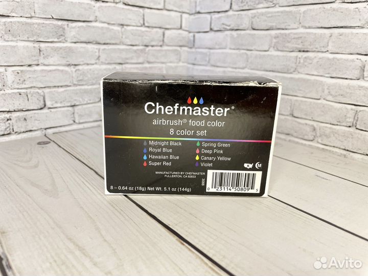 Краски сияющие Airbrush Chefmaster, 8 цветов