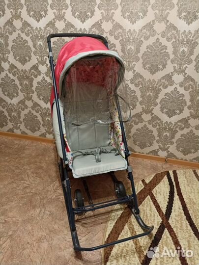 Детские санки коляска с колесами