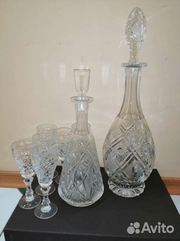 Графины хрустальные, рюмки Чехия