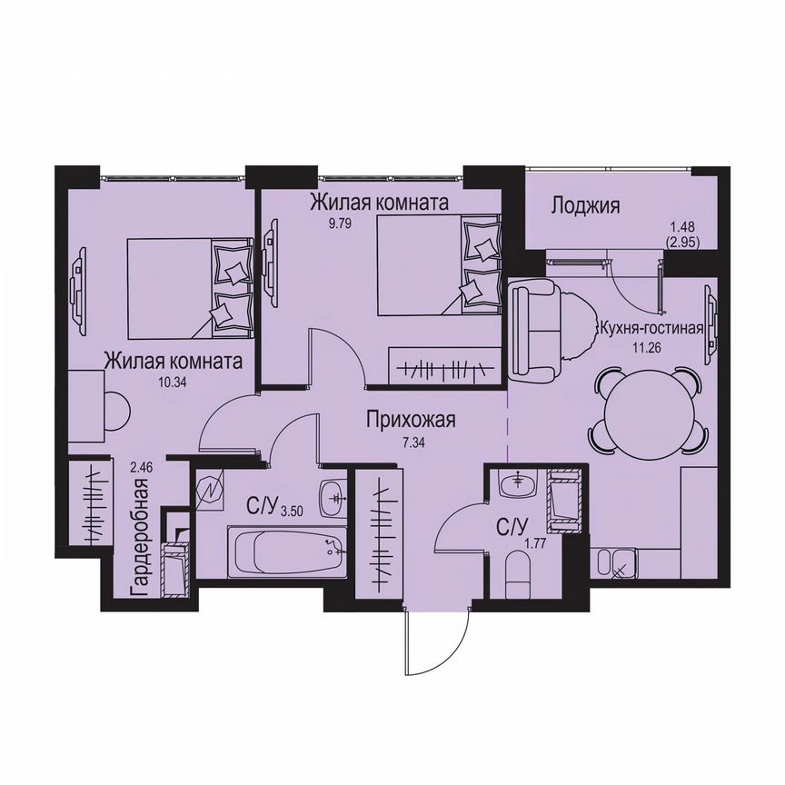 2-к. квартира, 47,9 м², 3/9 эт.