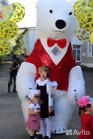 Живая открытка, белый медведь, ростовая кукла