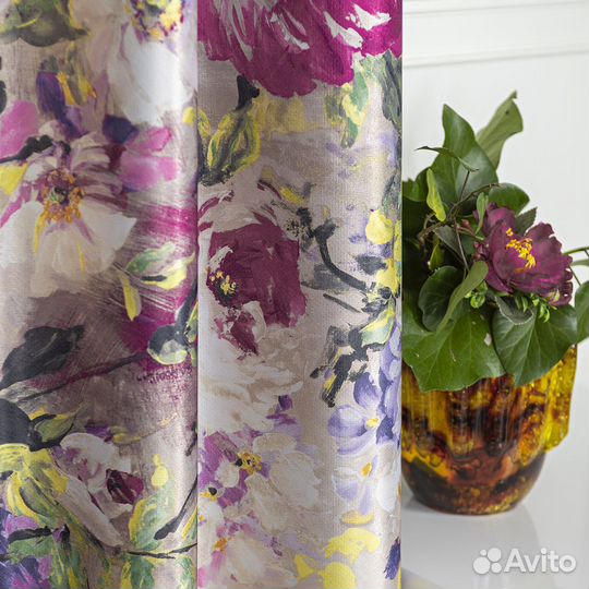 Шторы рогожка Медина розовый