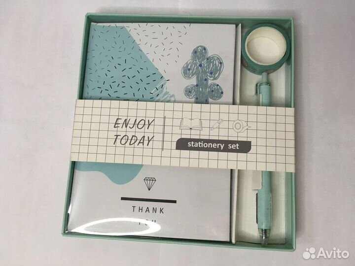 Набор канцелярии (блокнот, ручка и декорат. скотч)