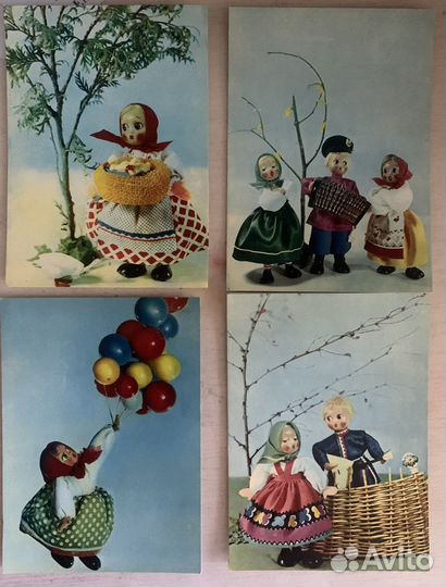 Открытки СССР набор Куклы 1968