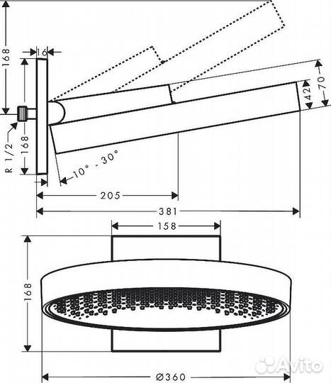 Верхний душ Hansgrohe Rainfinity 26230670 Черный