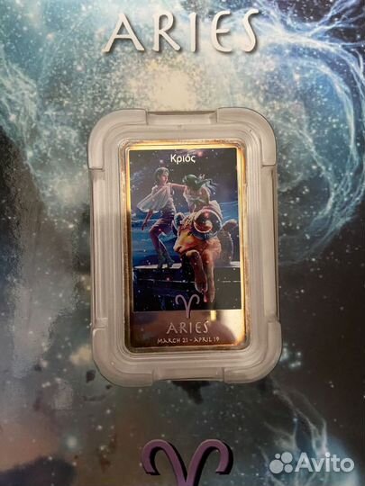 Монета серебро два доллара Овен знаки зодиака