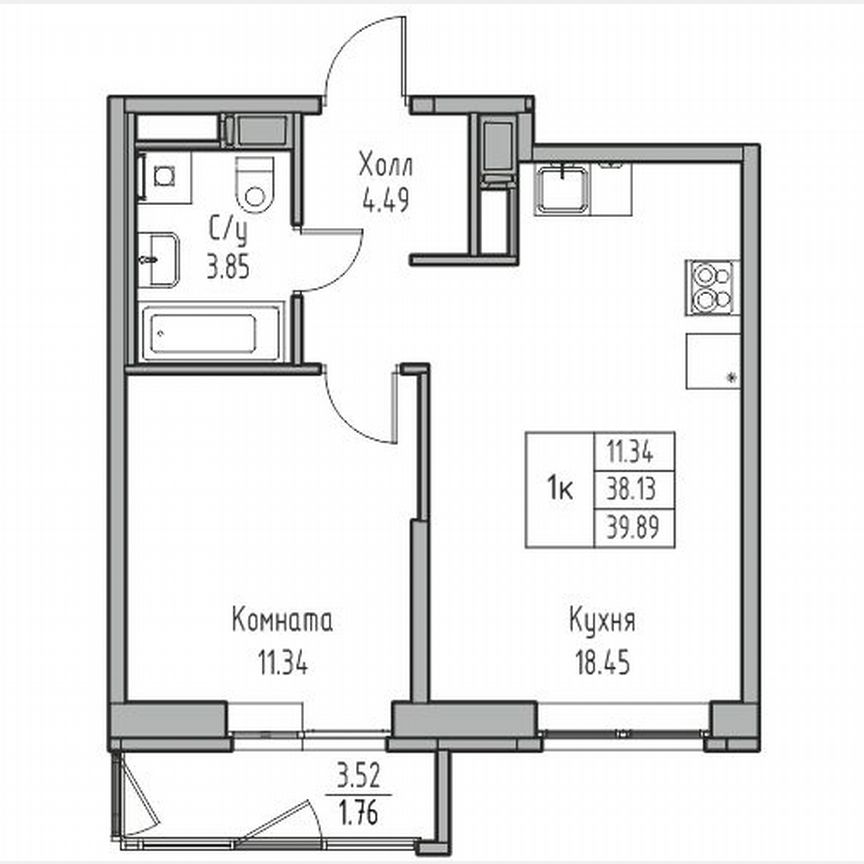 1-к. квартира, 39,9 м², 14/23 эт.