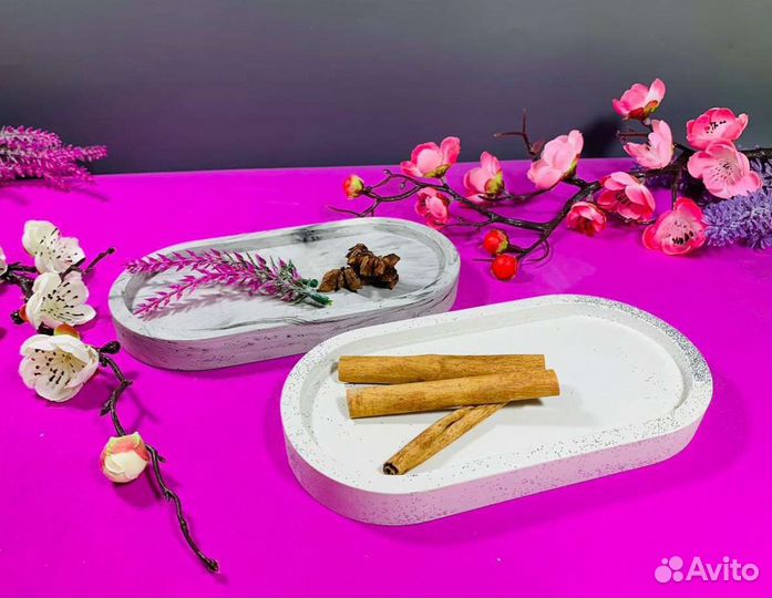 Силиконовая форма молд гипс бетон поднос Овал