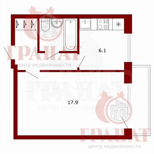 1-к. квартира, 32,4 м², 5/5 эт.