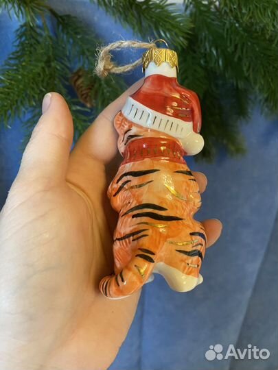 Елочная игрушка лефортовский фарфор Тигренок