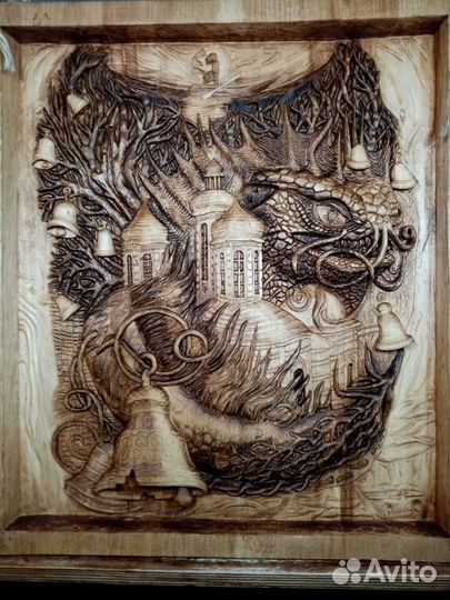 Панно 450 х400,липа, покрытие масло Биофа