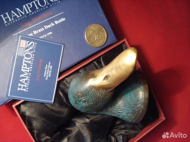 Статуэтка Открывалка Гусь Утка Америка латунь 1950