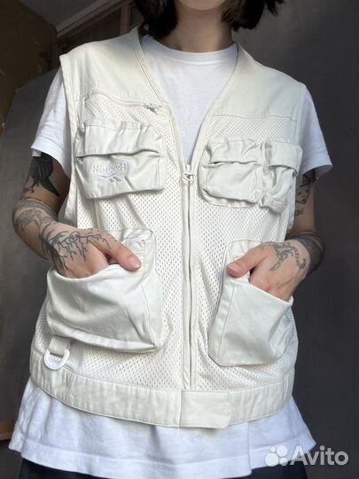Reebok белая редкая жилетка с карманами