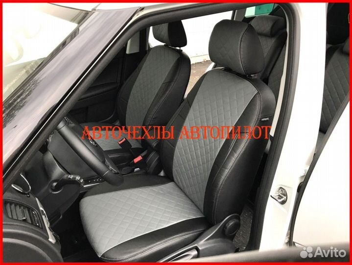 Чехлы Автопилот Skoda Yeti из экокожи чёрно-серые