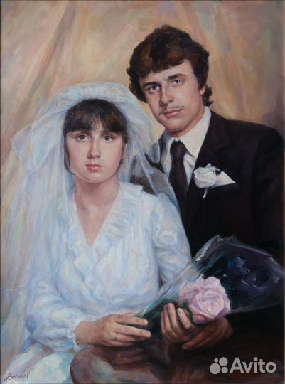 Портрет по фотографии маслом на заказ Шарж Картины