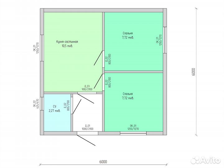 Домокомплект из сип панелей SIP панелей 6х6 м2 (36